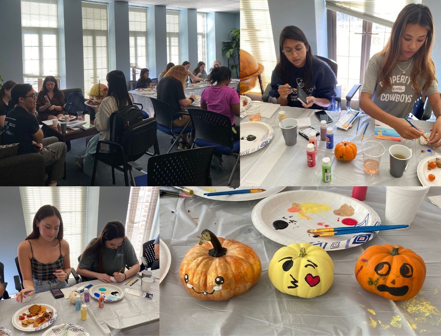 Students painting pumpkins