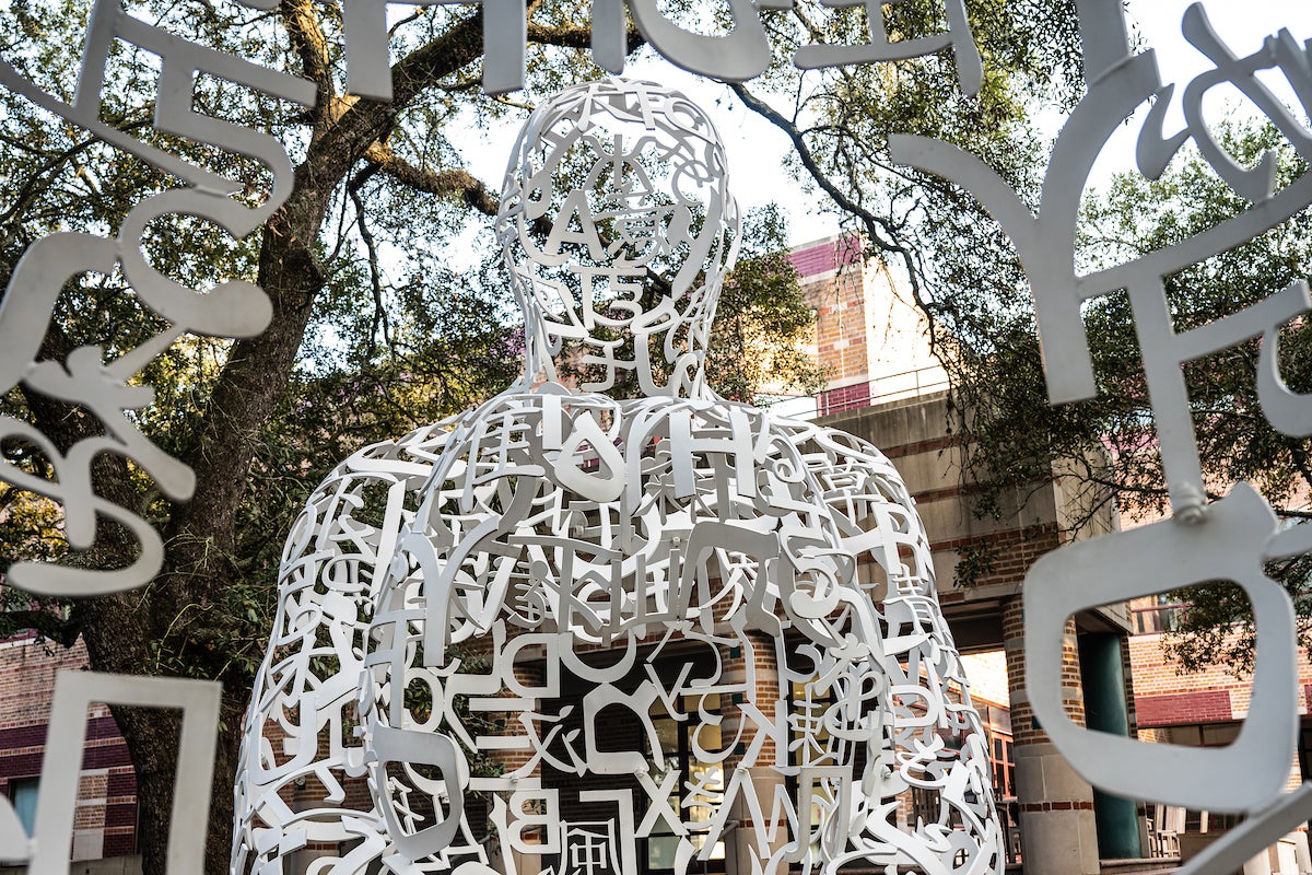 plensa sculpture on rice campus